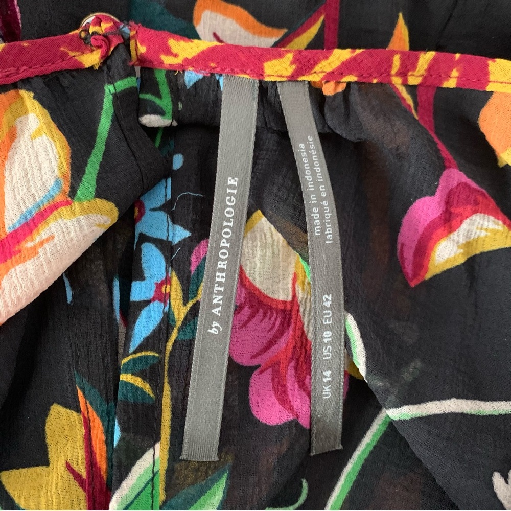 Anthropologie Black Floral Maxi Dress with Rust Accents - Picture 3 of 5